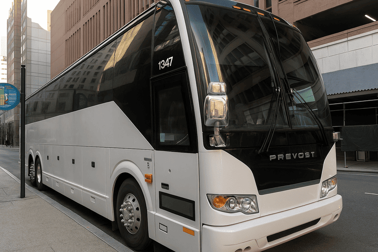 a Charter Bus Rental Des Moines coach bus