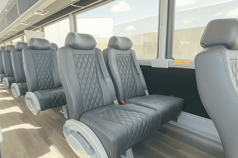 interior of Charter Bus Rental Des Moines charter bus